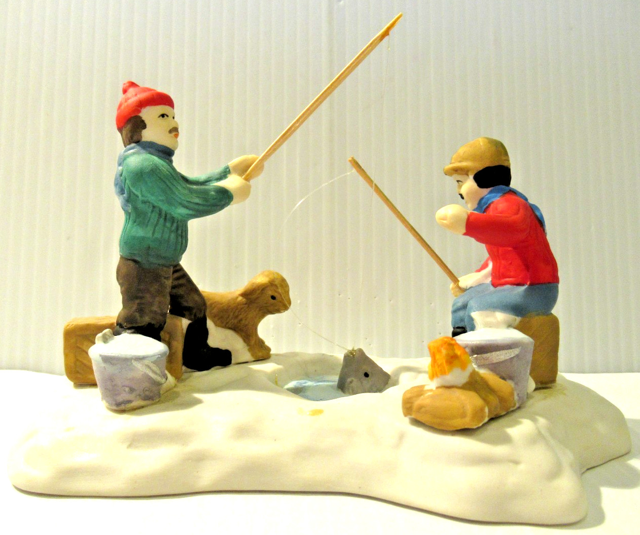 VICTORIAN VILLAGE COLLECTIBLES “ICE FISHING” ~ (1996) ~ RARE !!!!