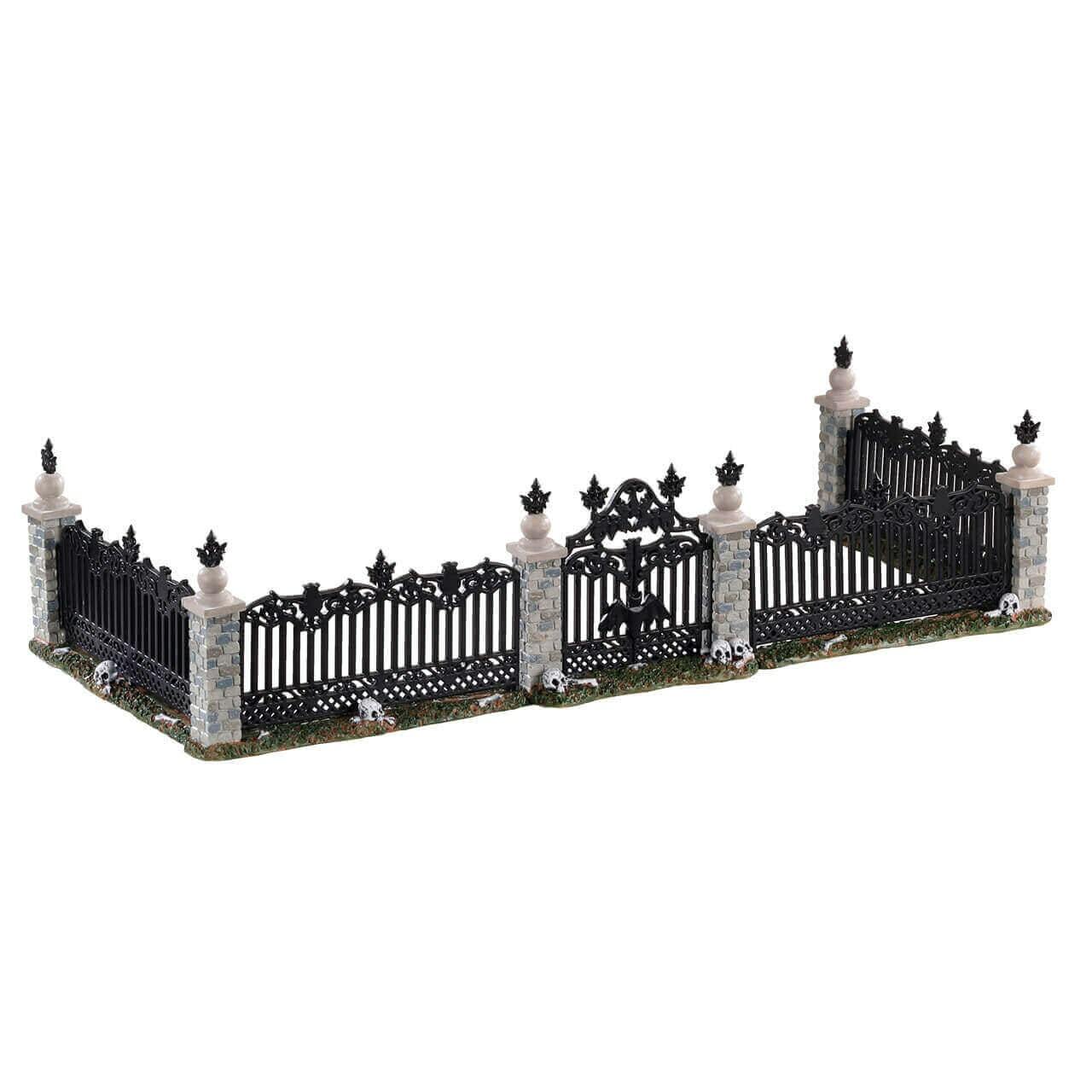 Lemax 2020 Bat Fence Gate Spooky Town #04713 Iron Effect Scene Cemetery Garden