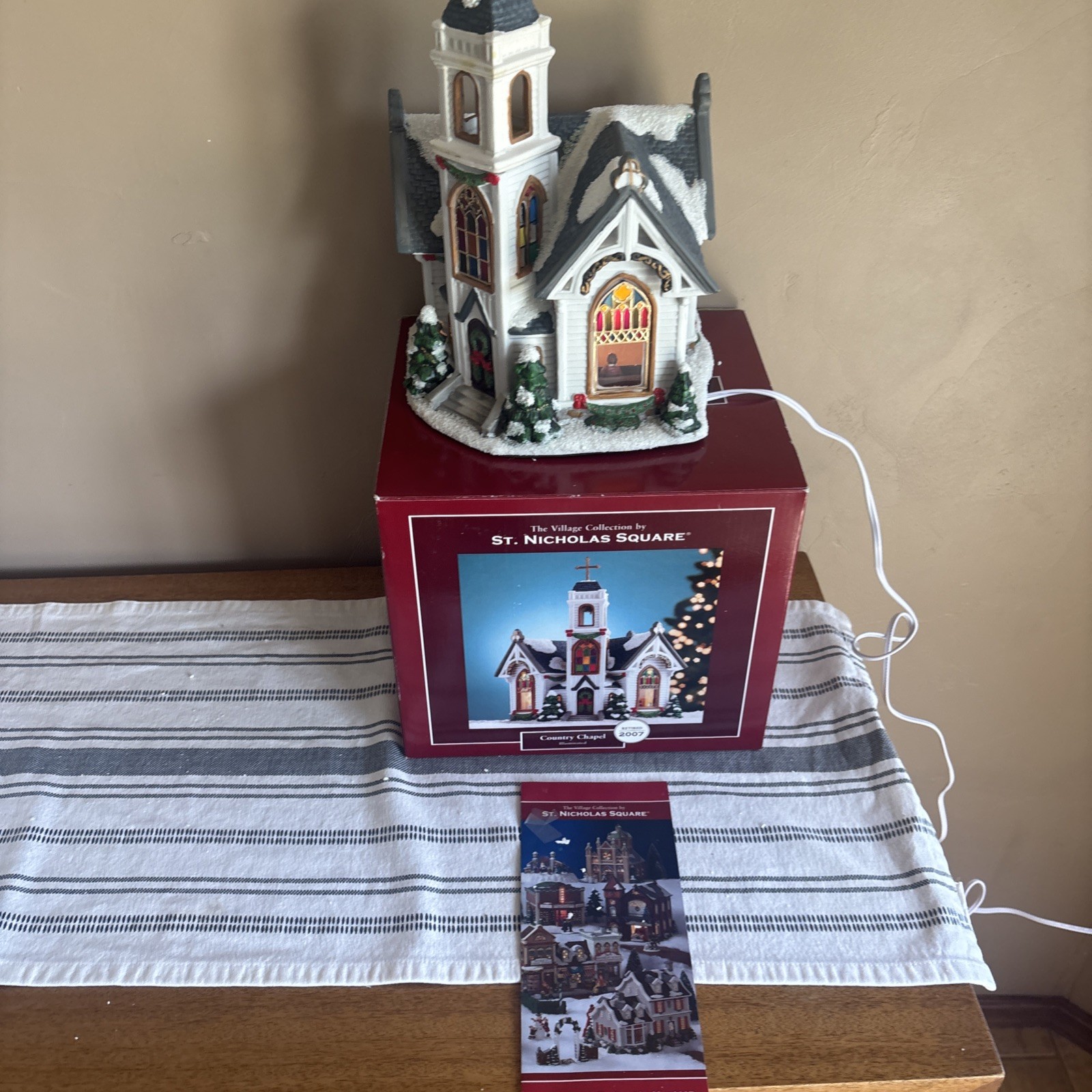 St. Nicholas Square Village Collection Country Church Illuminated No Steeple