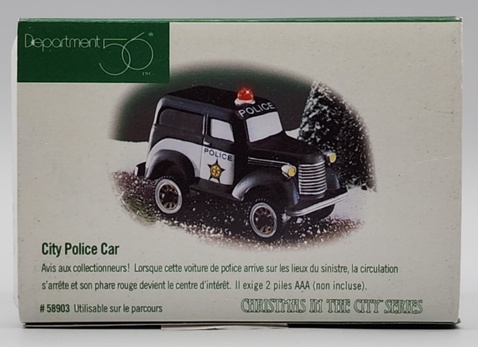 Dept 56 Christmas in the City Series City Police Car #56.58903 Track Compatible