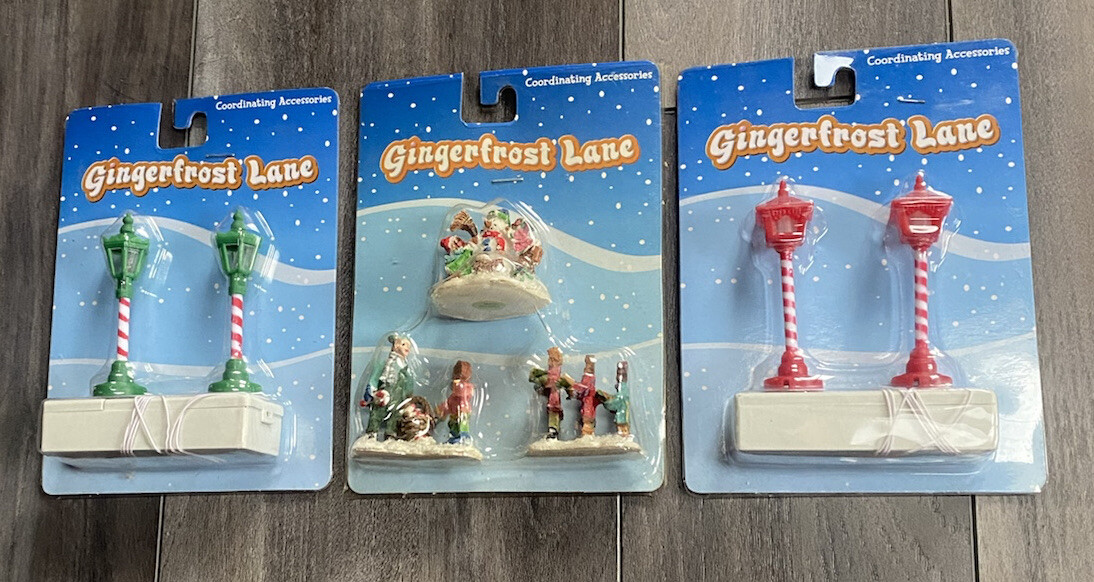 Gingerfrost Lane Lamps & Characters Christmas Village Light Up Vintage. Sealed
