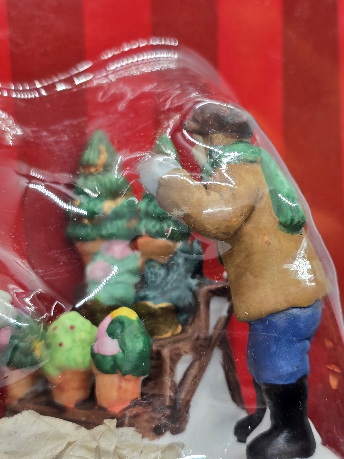 Vtg Caldor Share the Joy Village Accessorie Plant Sale Stand Man Woman Child New