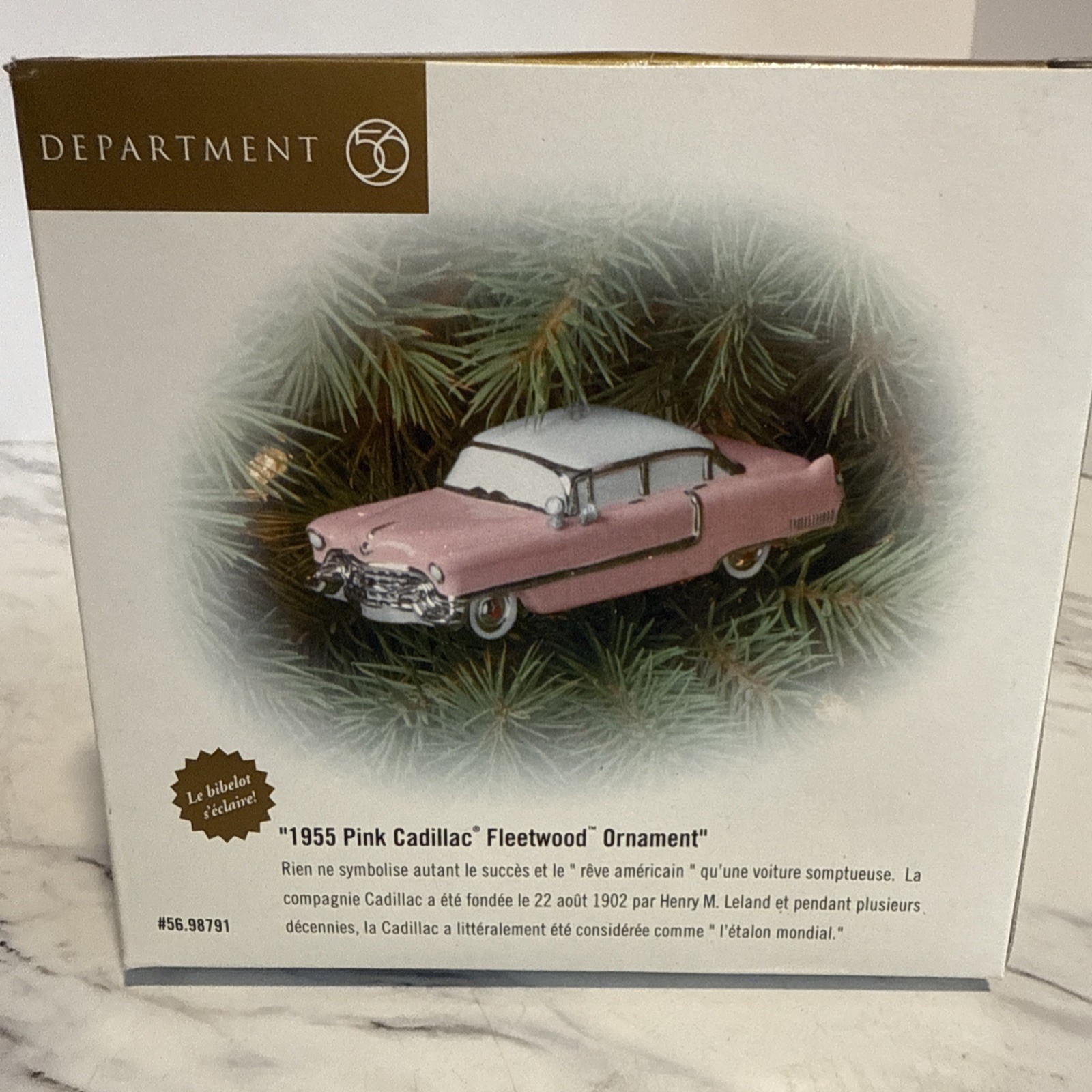 Dept 56 Snow Village 1955 Pink Fleetwood Cadillac Ornament NEW in BOX Christmas