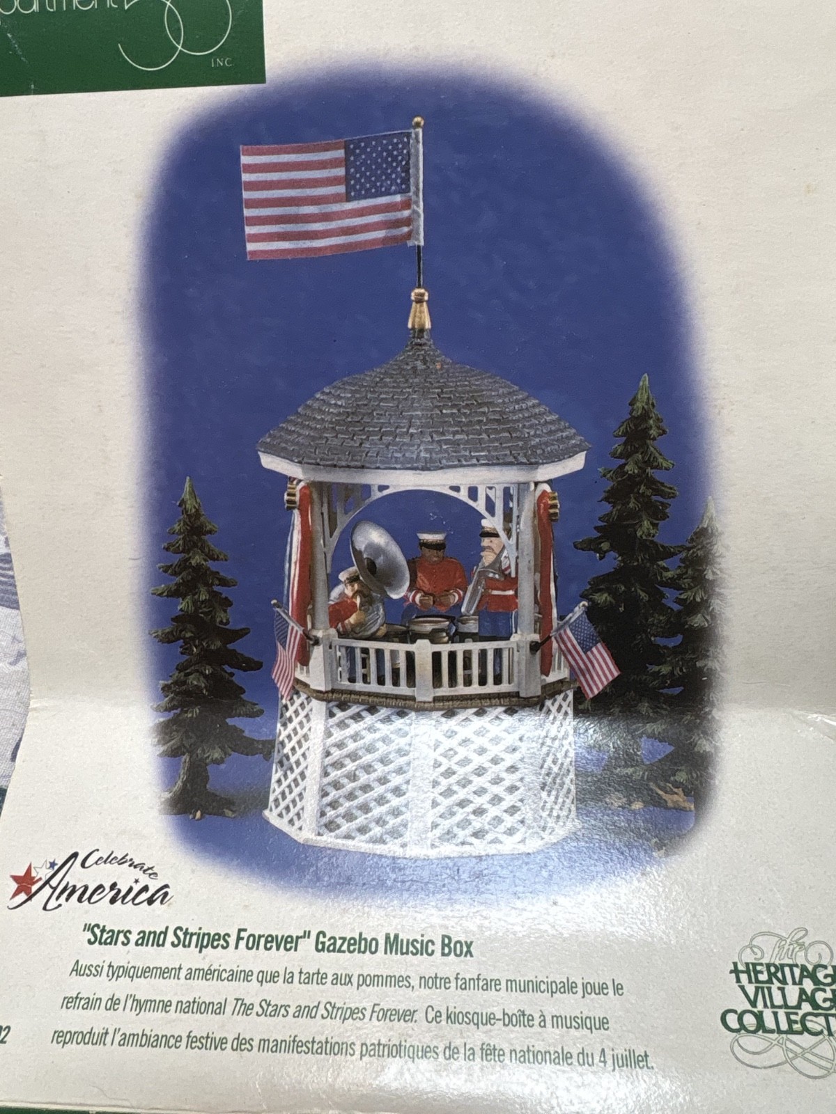Dept 56 Stars and Stripes Forever Gazebo Music Box 4th of July Summer Village