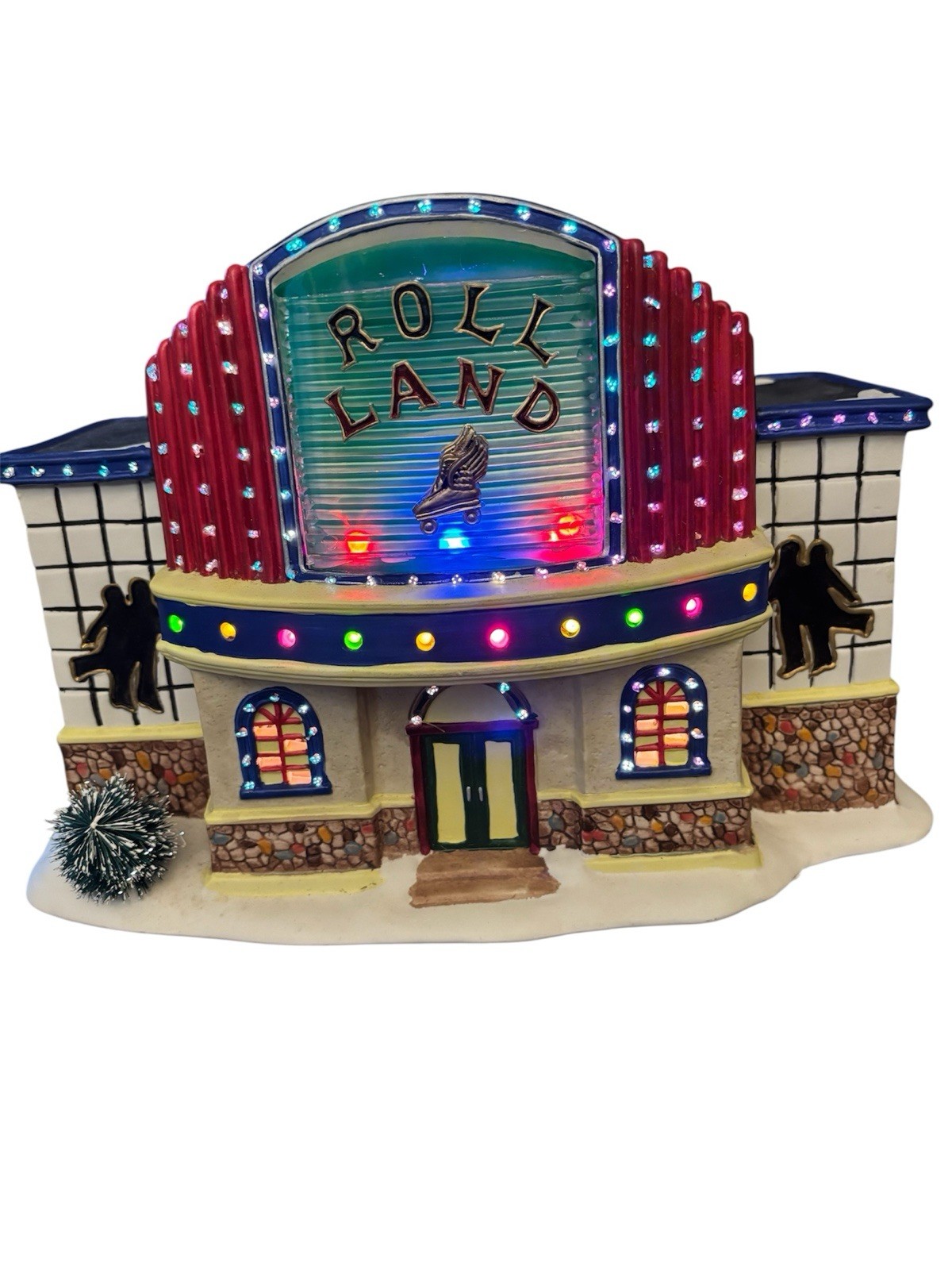 50’s Style Fiber Optic Skating Rink Ceramic Christmas Village ‘ROLL LAND’
