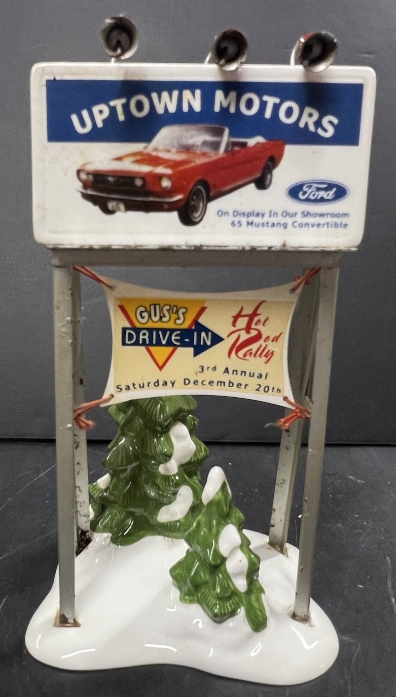 Dept 56 Snow Village Uptown Motors/Gus’s DRIVE-In Billboard Sign Accessory