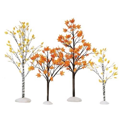 RARE RETIRED DEPT 56 Village Accessories Autumn Maple & Birch Trees New 52655