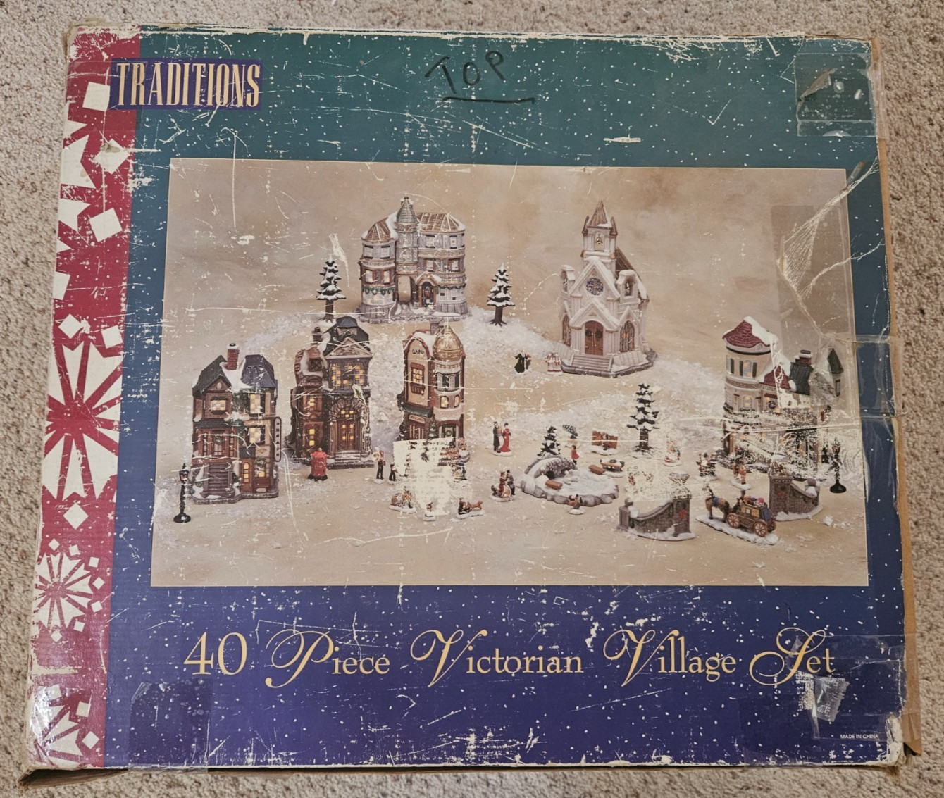 1994 TRADITIONS 40 Piece Christmas Victorian Village Set – Lighted – No Chips