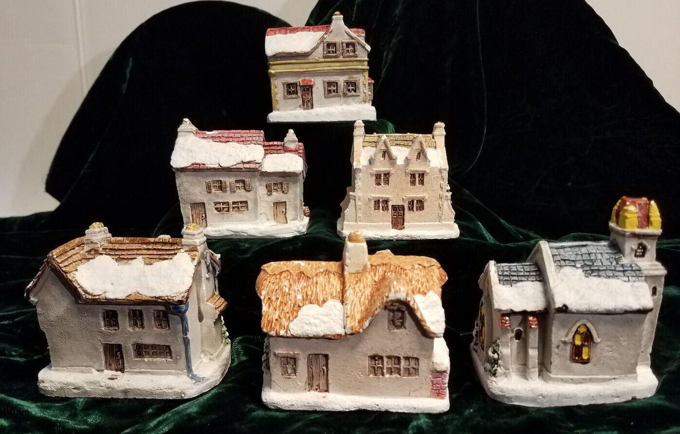 Lot of 6 Dickens Christmas Scrooge Cratchit Butcher Church Toy shop 1988 RSVP