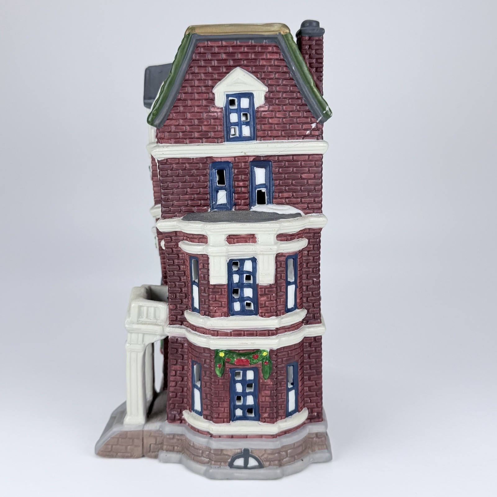 Christmas Village Bank, Missing Light Holiday Decoration 8” High