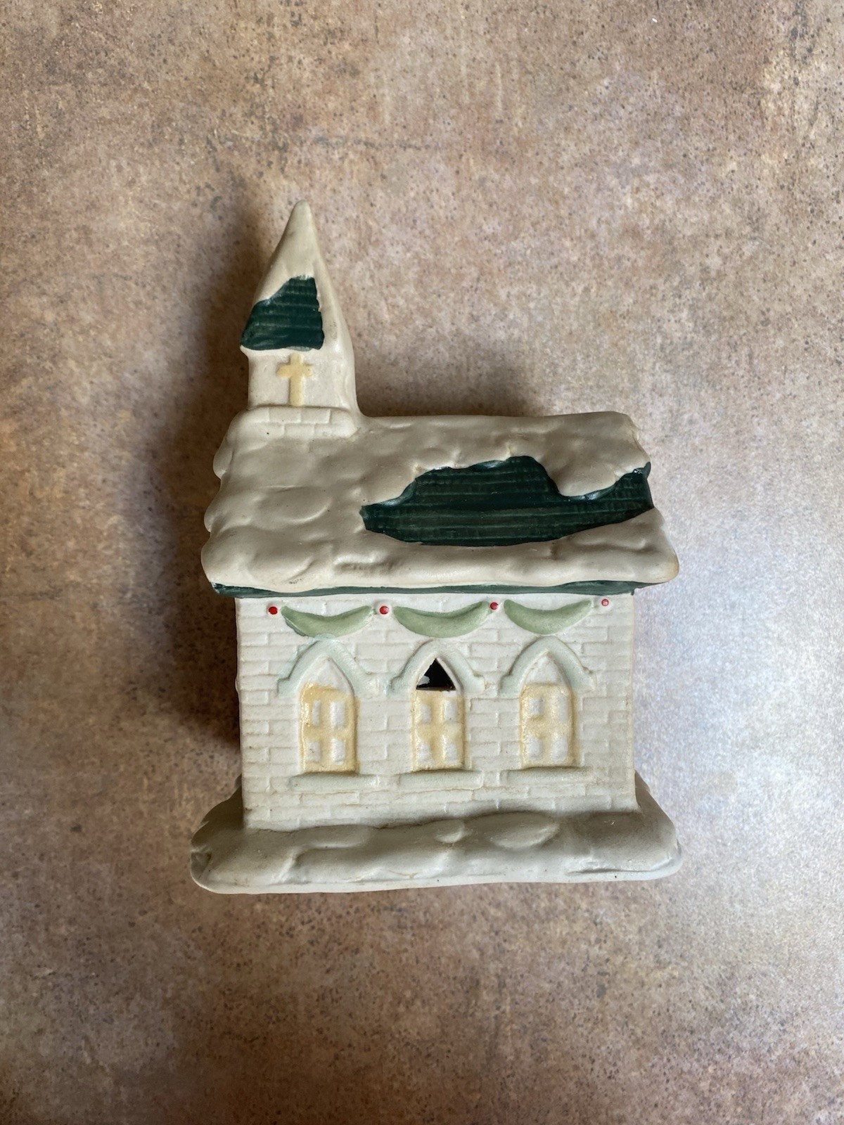 Vintage Hand Painted Porcelain Church Christmas Village Decoration