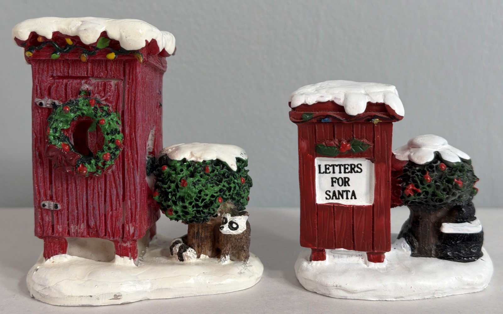 Lemax Christmas Village Town Outhouse With Racoon & Letters For Santa Mailbox