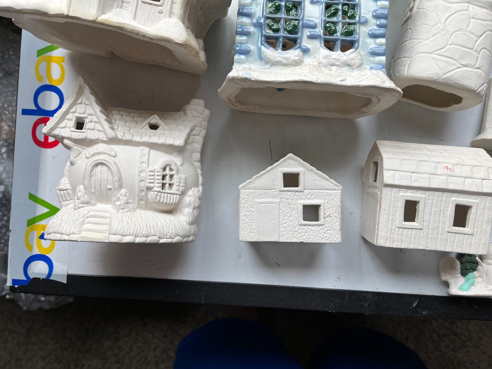 Lot of Ceramic Mostly Unpainted Figures Christmas Halloween Easter Village