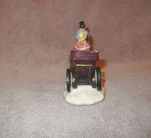 Vtg Victorian Horse Drawn Carriage Christmas Village Decor Sleigh Bells Boxed