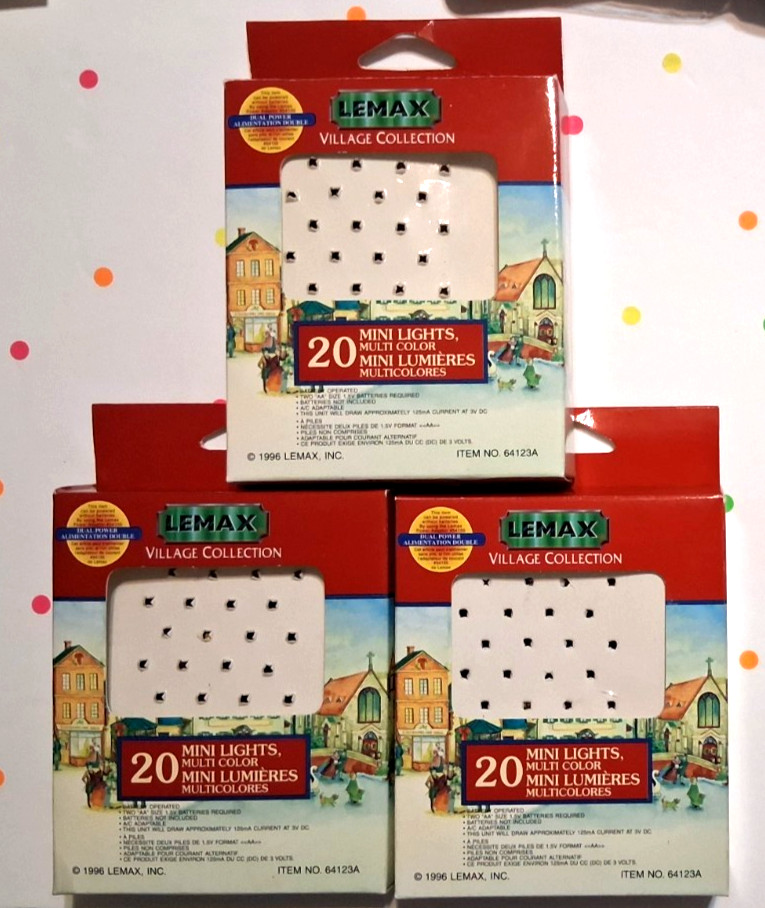 3 Lemax Village Collection Christmas 20 Mini Lights -2 AA Batteries NOT included