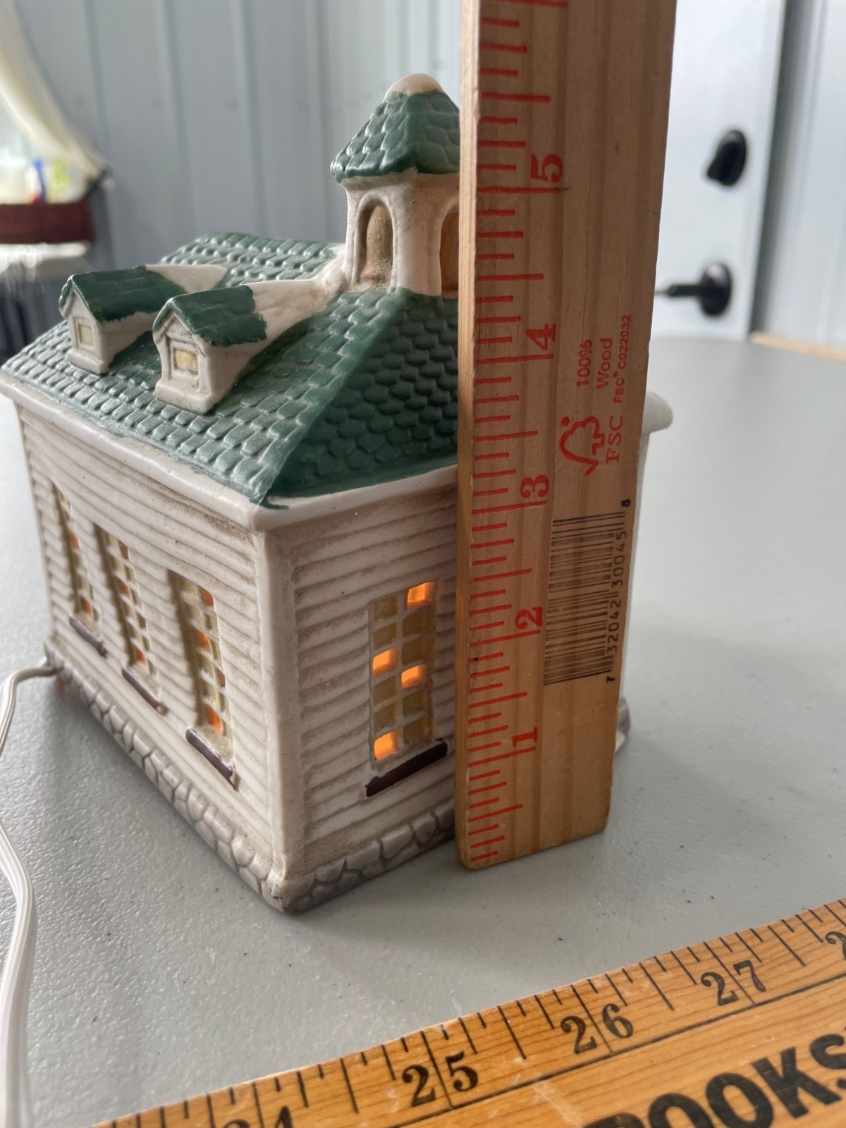 Vintage Winter Valley Ceramic Schoolhouse Lighted Display Holiday Decoration
