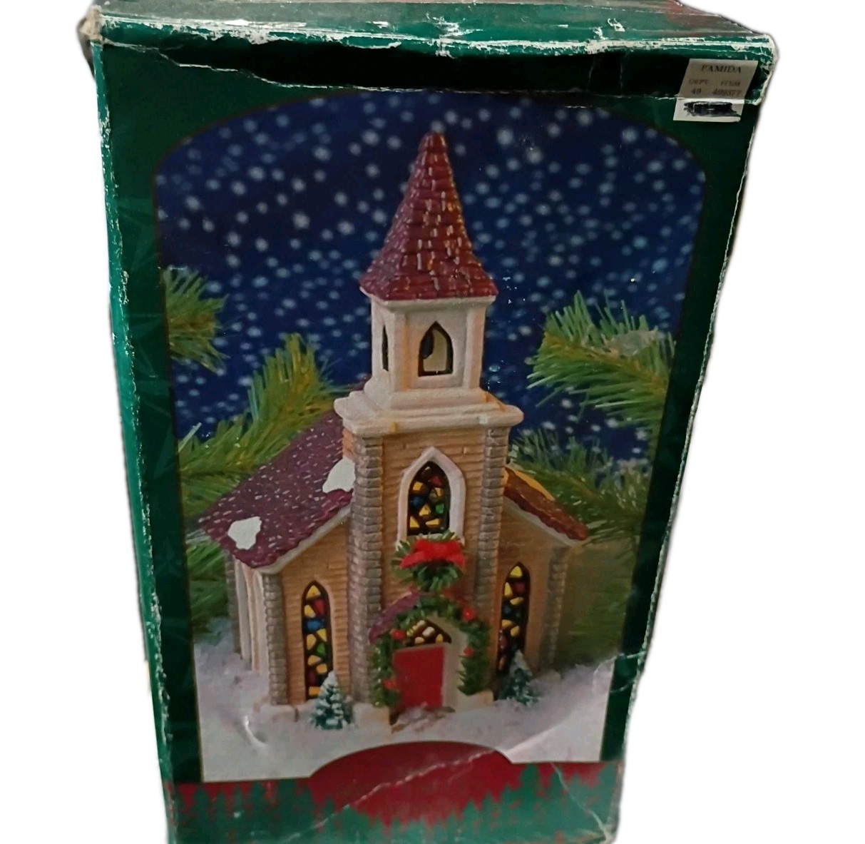 1994 The New Valley Church Lighted Church Seasonal Specialties 8.5″ Tall Box