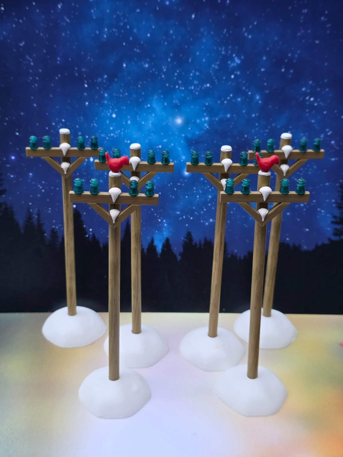 Dept 56 Set of 6 Christmas Village Telephone Poles insulators NO Wires 52656