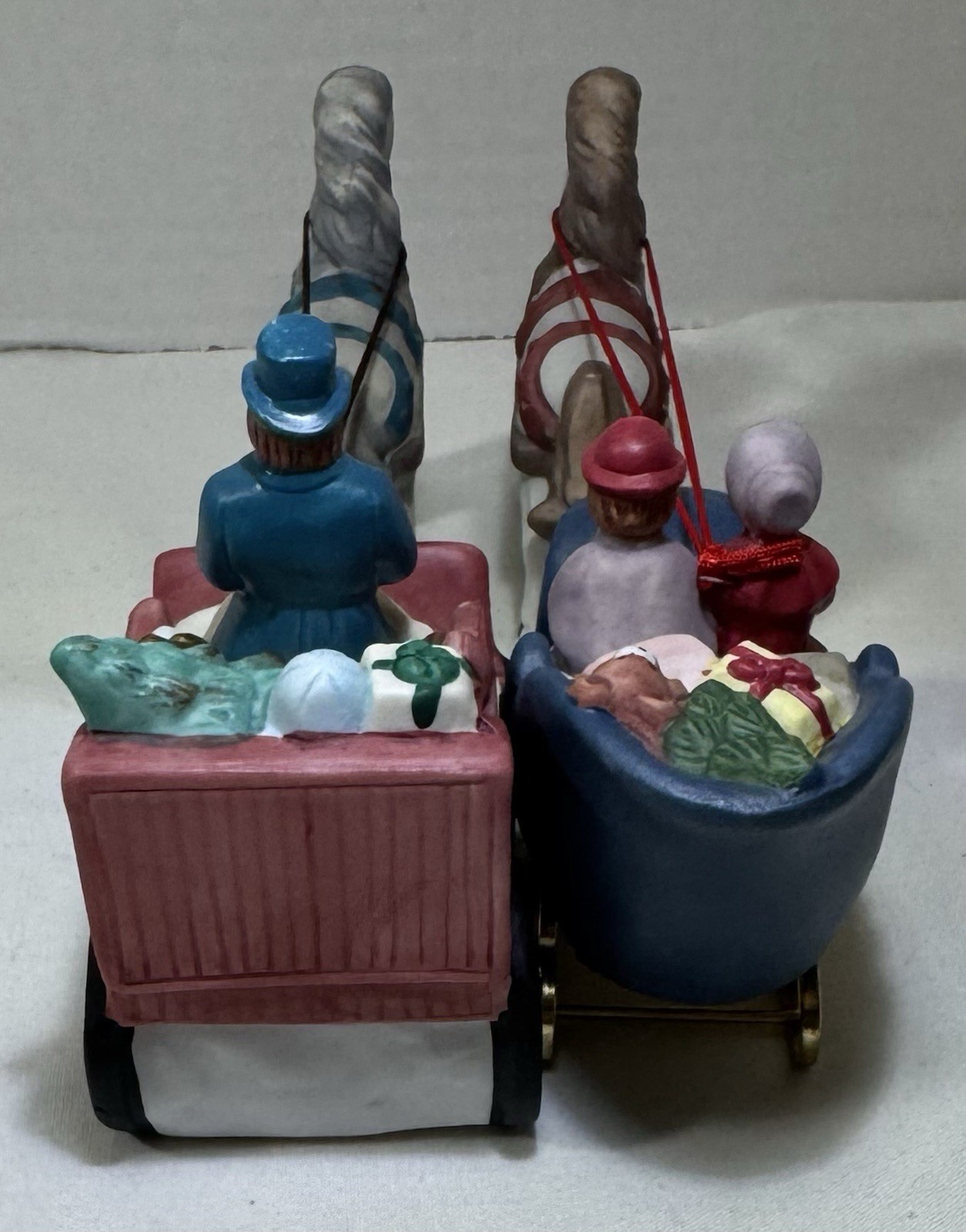 Lot of 2 Vtg Memories Porcelain Horse Drawn Carriage Victorian Christmas Village