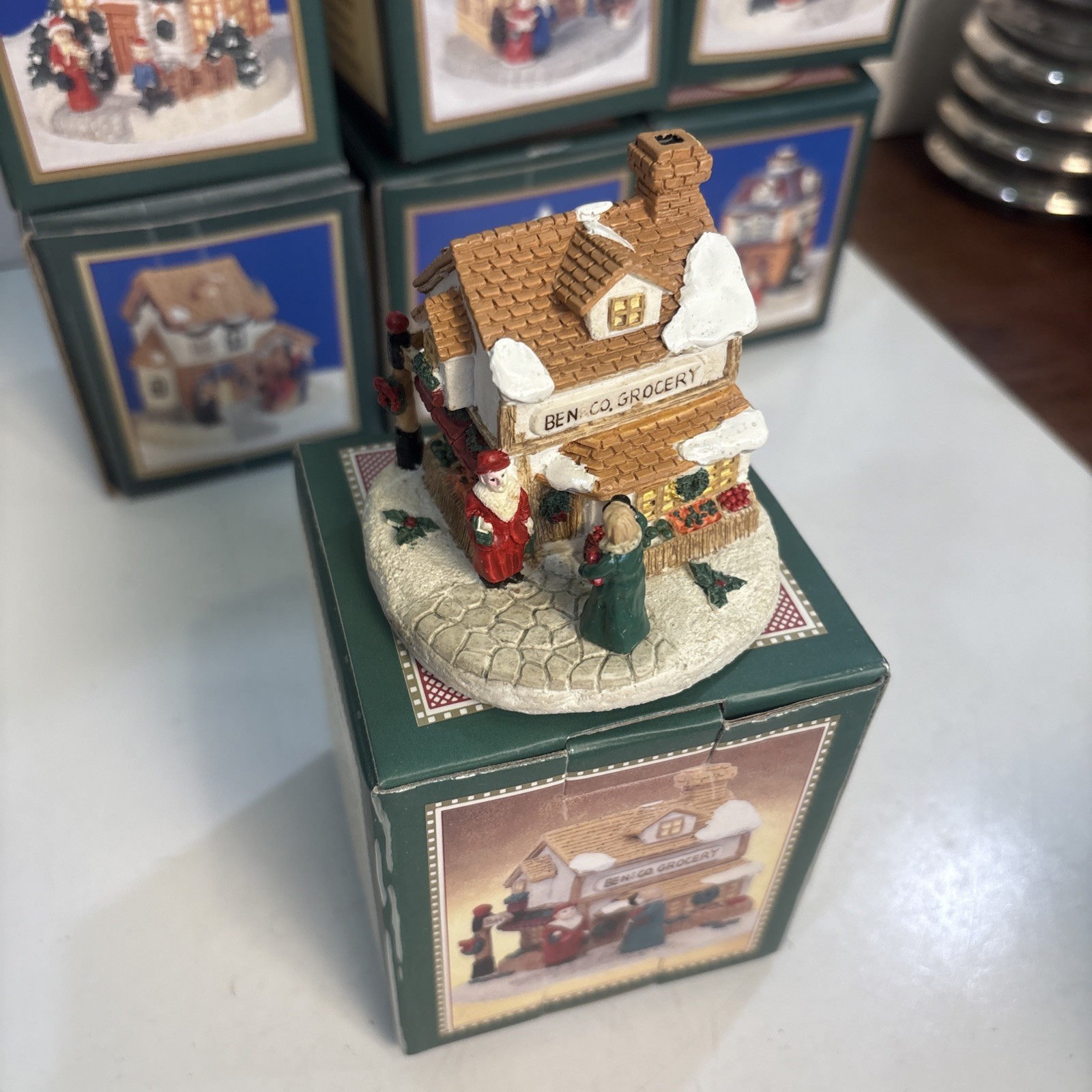 SET OF 12 Christmas Vintage Crystal Falls Village Buildings, 4pc 1992, 8pc 1994
