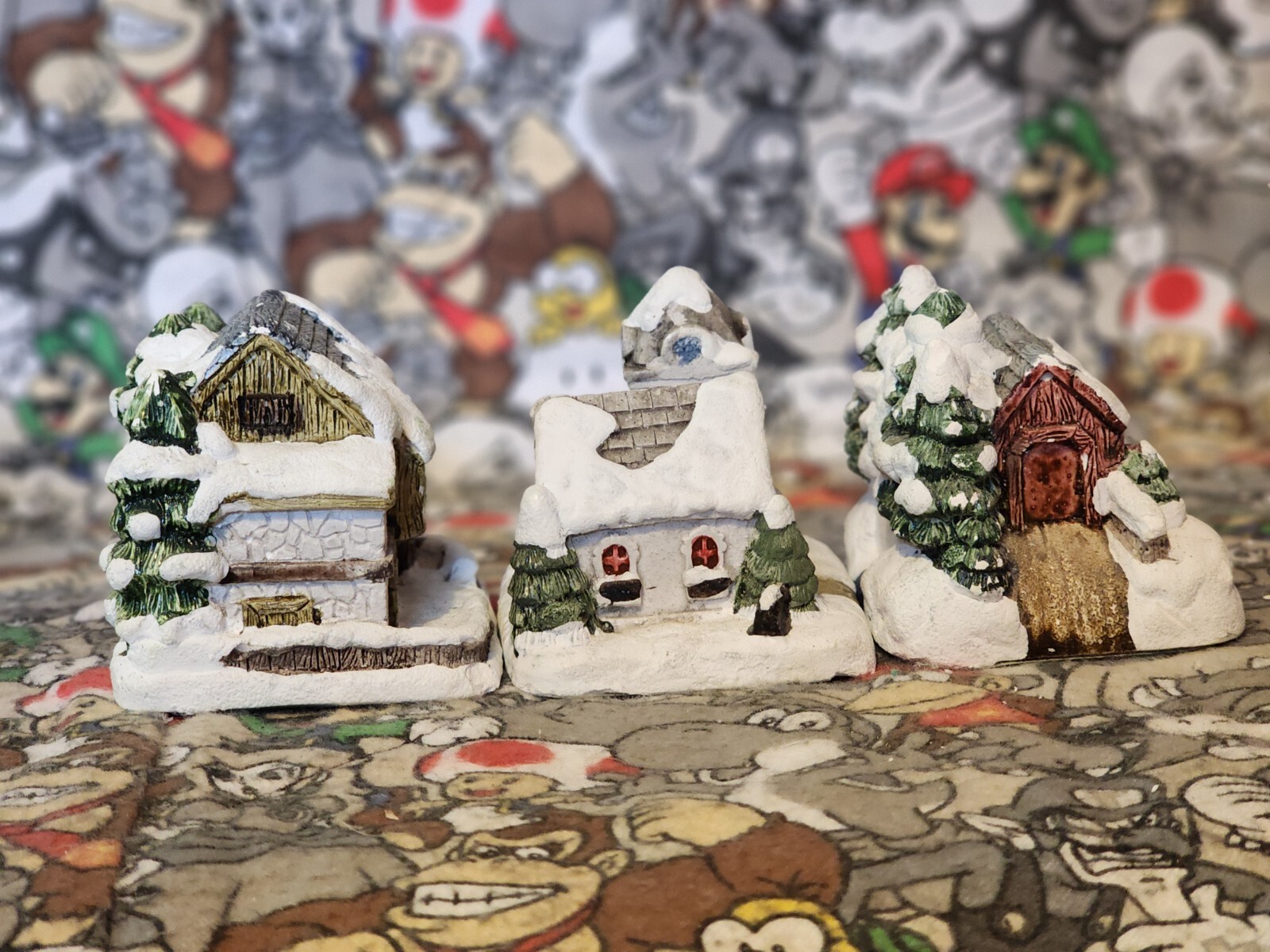 1989 RSVP American Rustic Series Painted Country Christmas Cottages Lot of 7