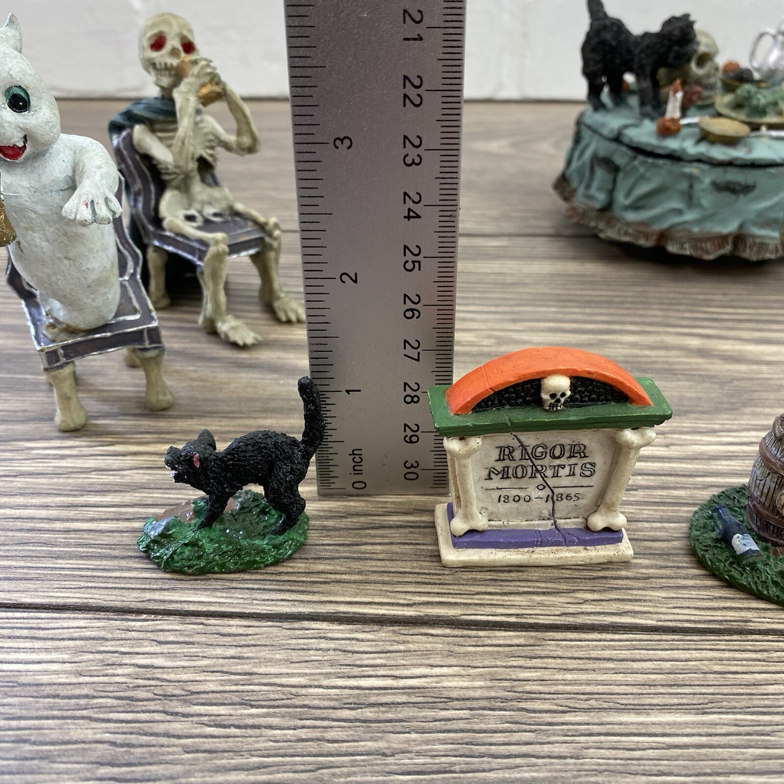 Lot of 12 Misc Halloween Village scary figures Cat Skeleton Witch Mummy