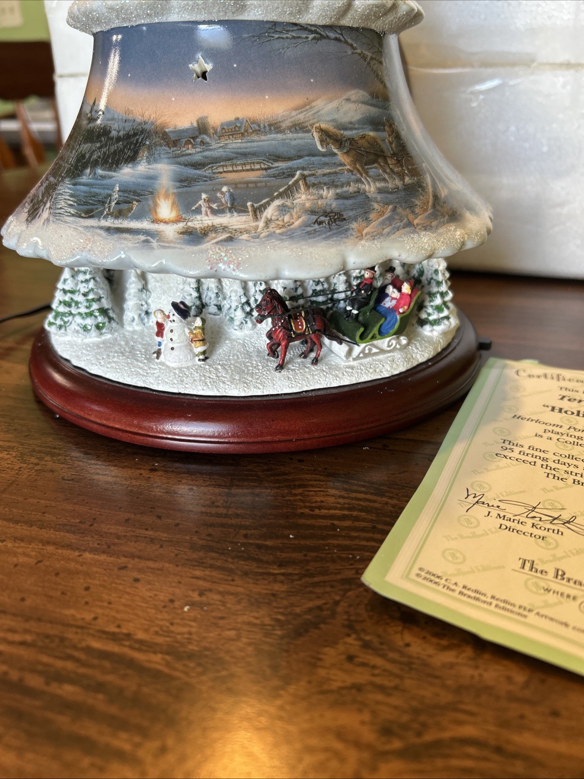 Bradford Terry Redlin’s “Holiday Retreat” Heriloom Porcelain Illuminated Tree