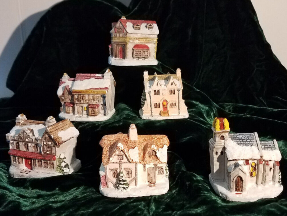 Lot of 6 Dickens Christmas Scrooge Cratchit Butcher Church Toy shop 1988 RSVP