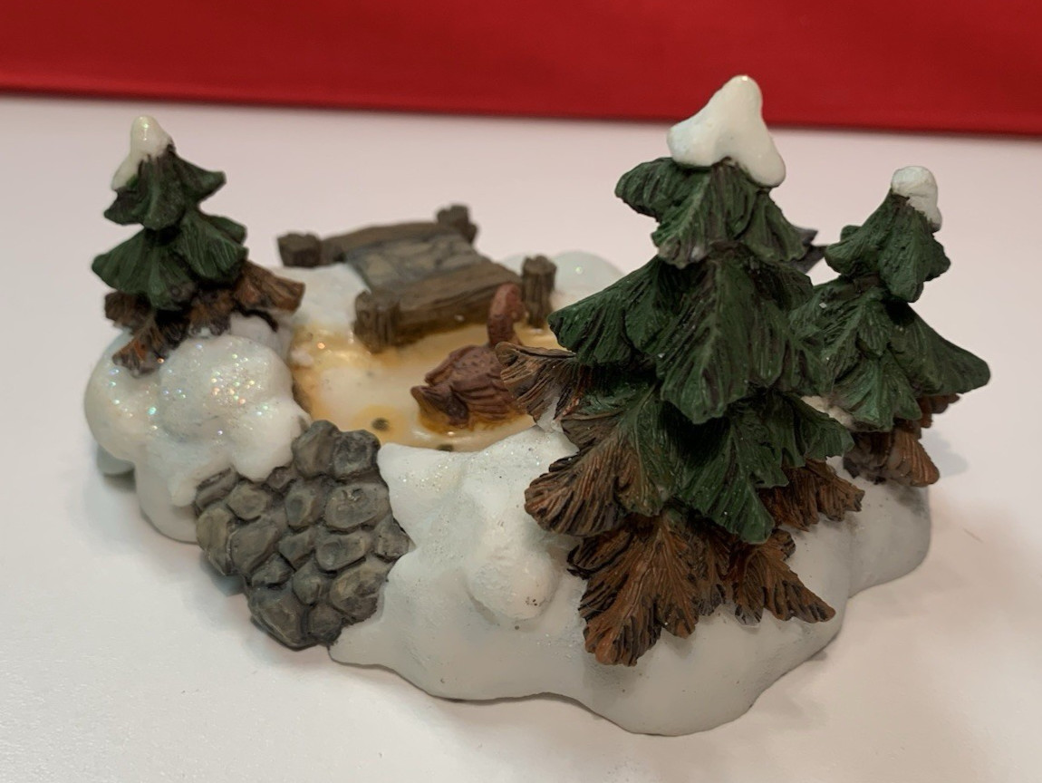 O’Well Snowy Winter Duck Pond Christmas Village Accessory 4.5″ Long See Notes