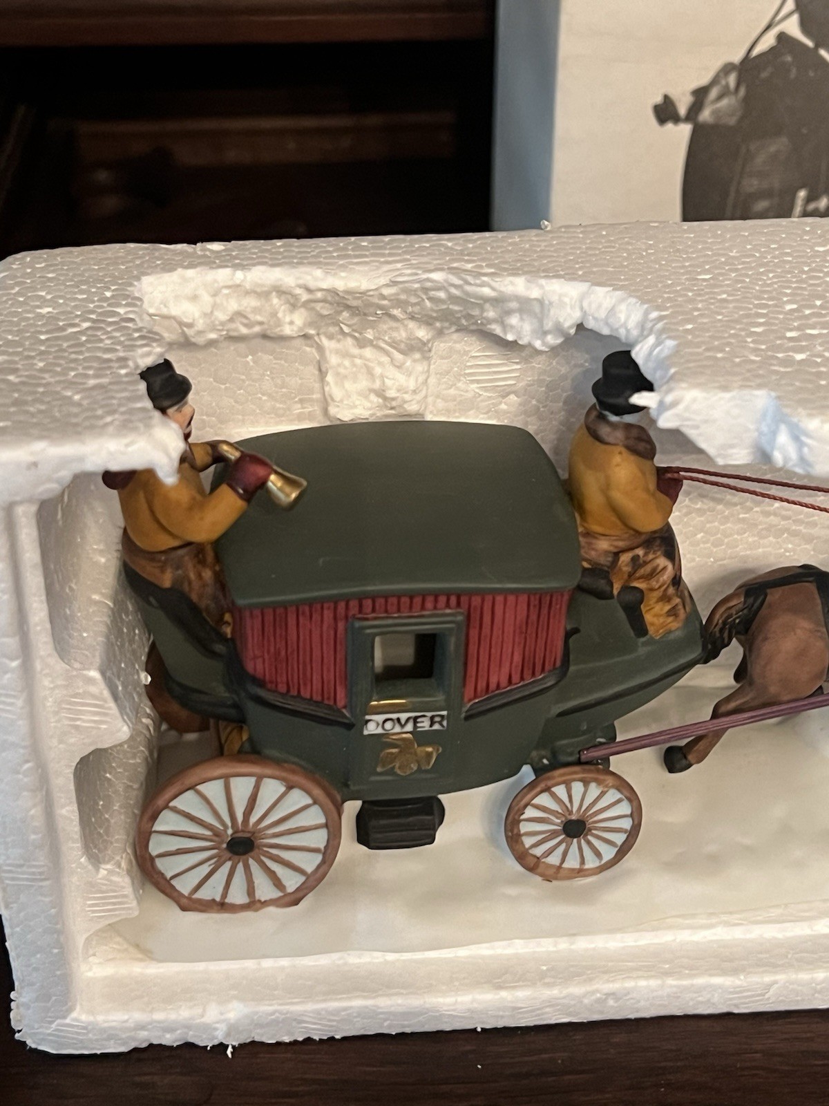 VTG 1988 Dept 56 Heritage Village Horse Drawn Carriage Dover Coach Retired