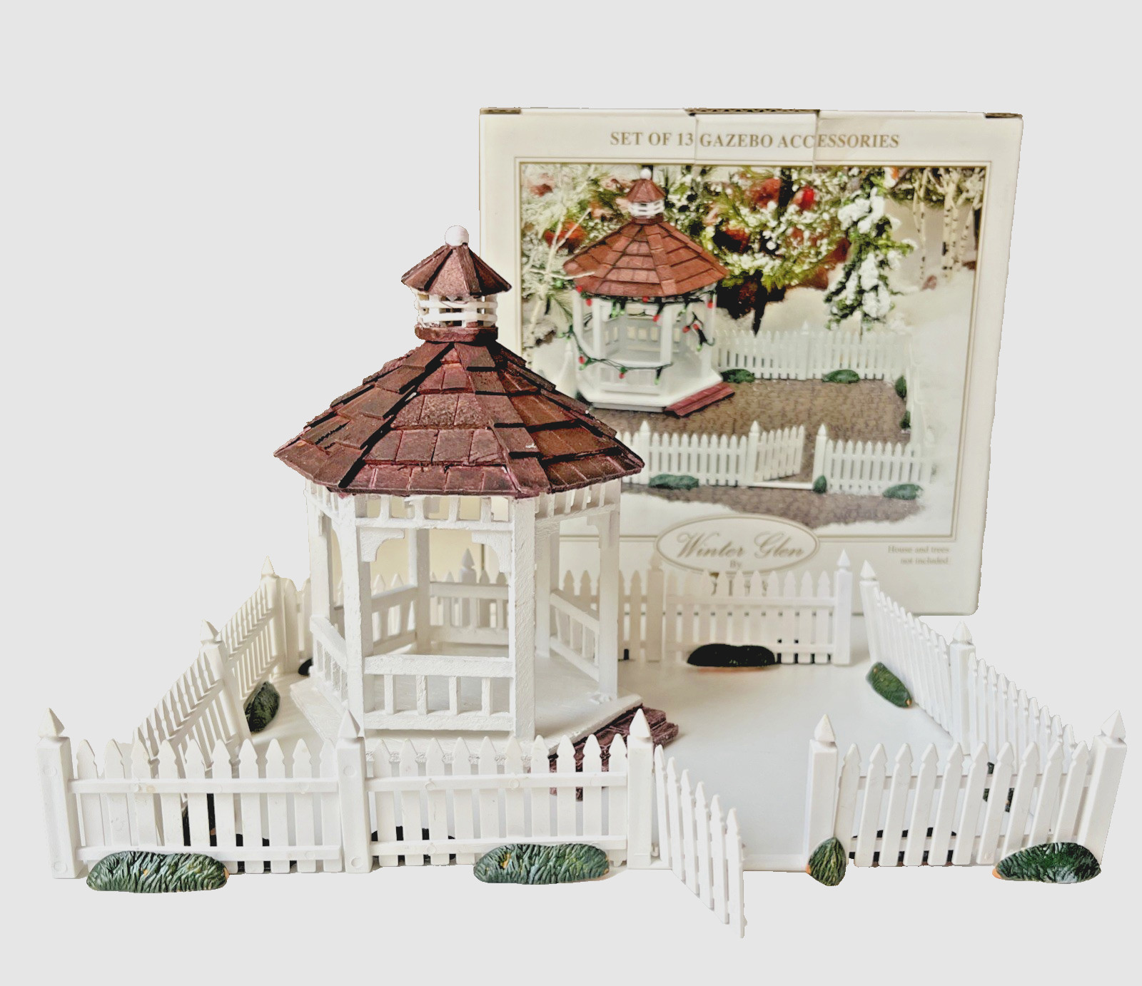 Dillards Winter Glen Gazebo Set 13 Village Accessories Christmas NO LIGHT STRAND
