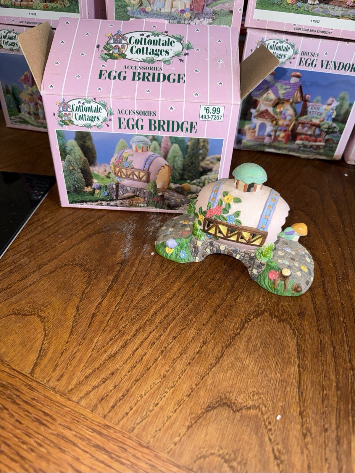 Easter Village Cottontale Cottages Egg Bridge ceramic mushroom Floral