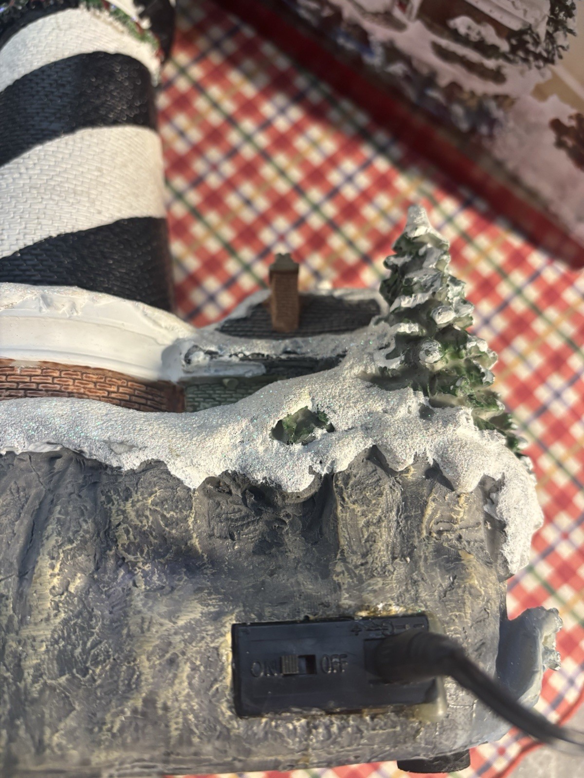 Holiday Lighthouse Christmas Fiber Optics Lights WORKS! Includes Adapter