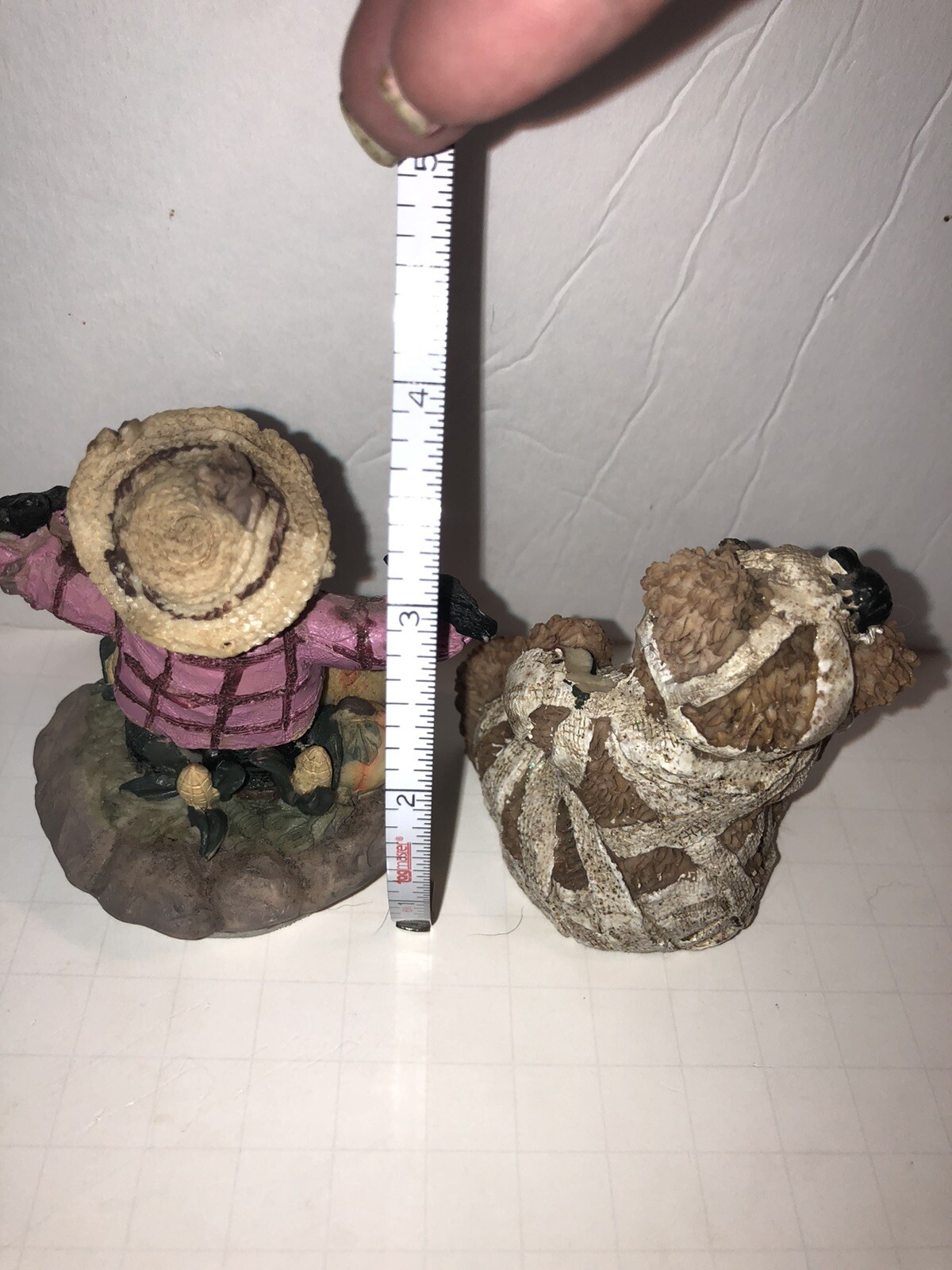 Vintage Bear With Pumpkin Collection Halloween Figurines Lot Of 2 Fun Fall Decor