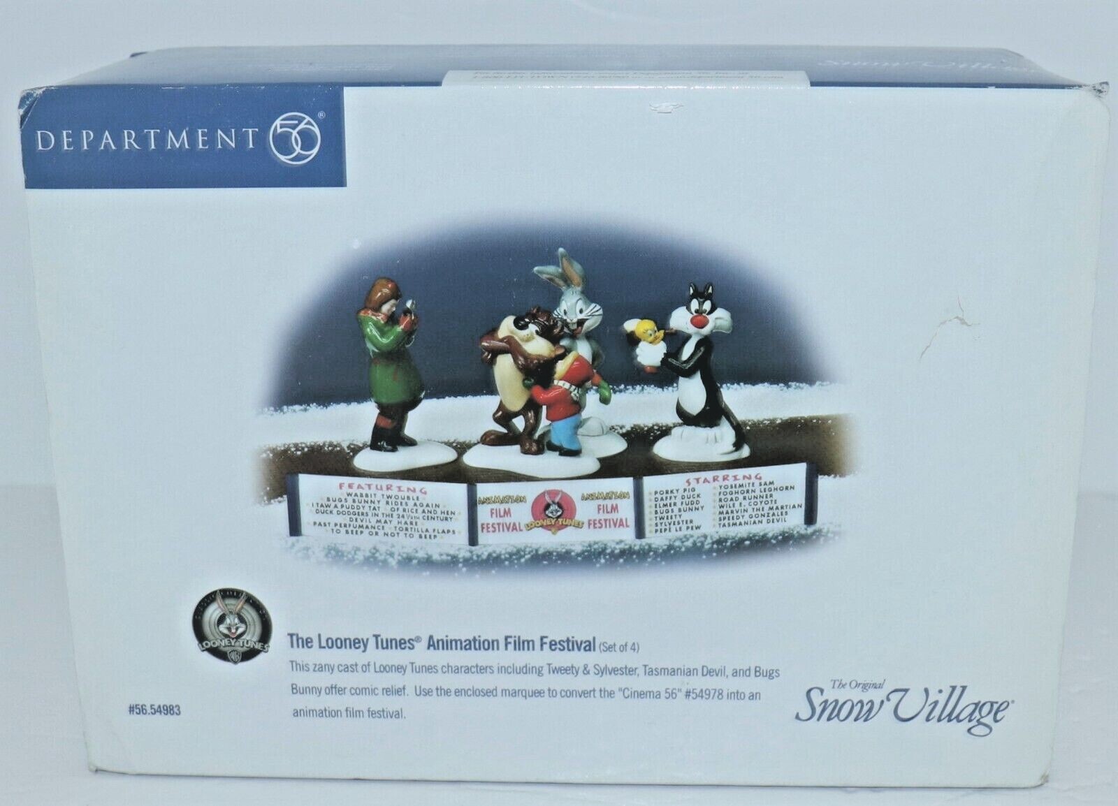DEPT 56 SNOW VILLAGE ACCESSORIES “LOONEY TUNES FILM FESTIVAL” #LT21U RETIRED NIB