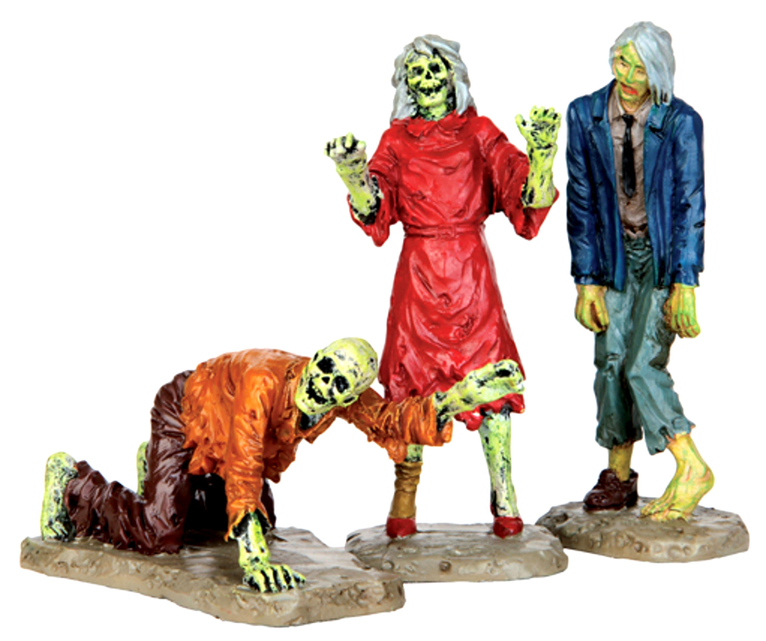 Lemax 42219 WALKING ZOMBIES Spooky Town Figurine Set of 3 Halloween Decor I