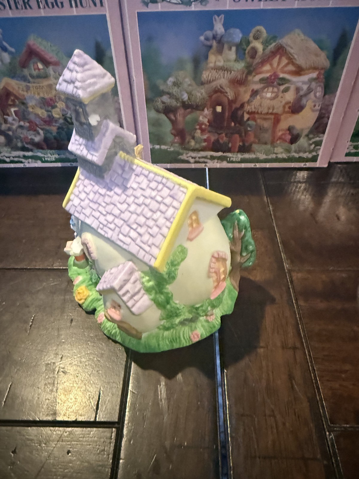 Lot of 4 COTTONTALE COTTAGES Hand Painted Egg Hunt * Home * Grocery * Church