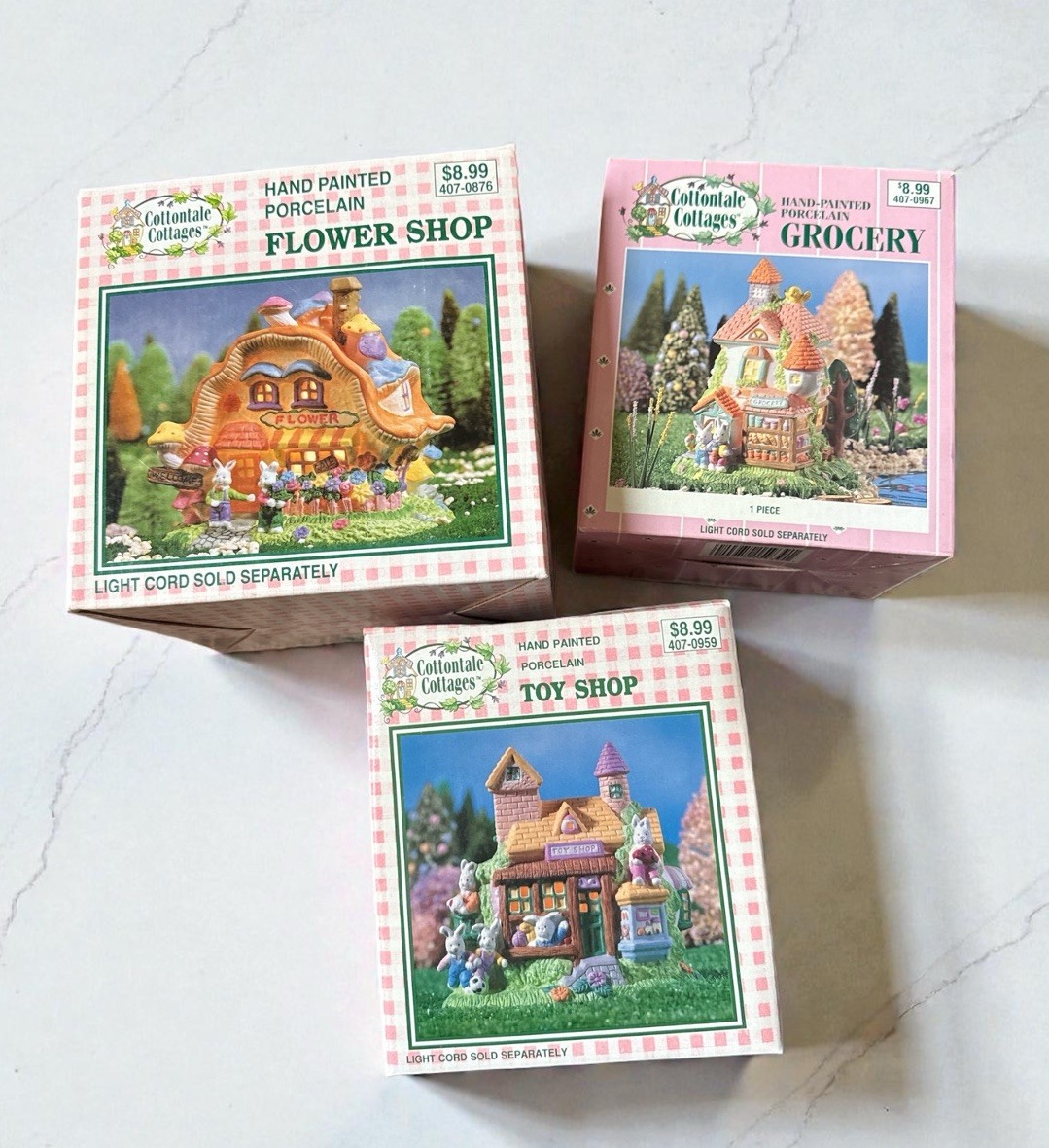 Lot Of 3 Cottontale Cottages Easter Village Houses Grocery Toy Flower Shop Lot