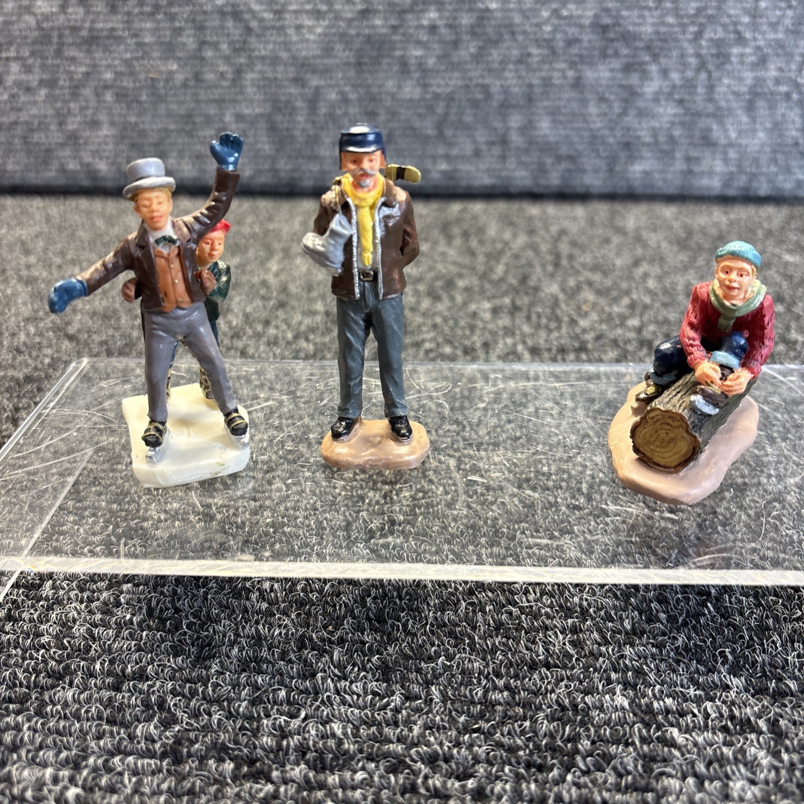 Lemax~Christmas Village Figurines~Lot of 3~Getting Ready to Go Ice Skating