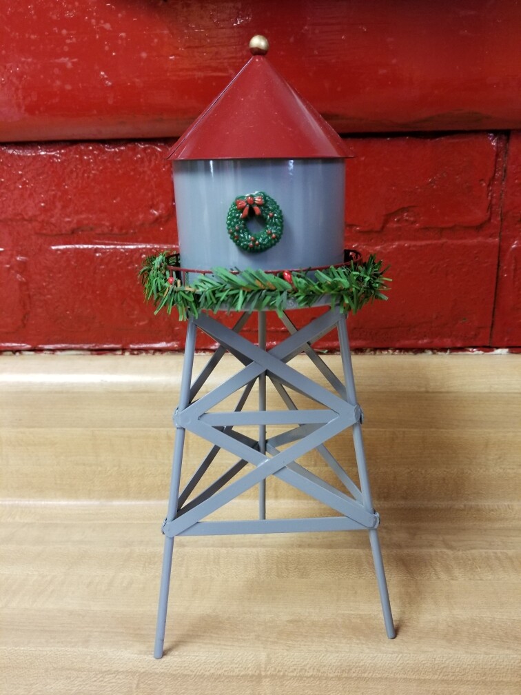 Seasonal Specialties Christmas Valley Hand Painted Porcelain Metal Water Tower