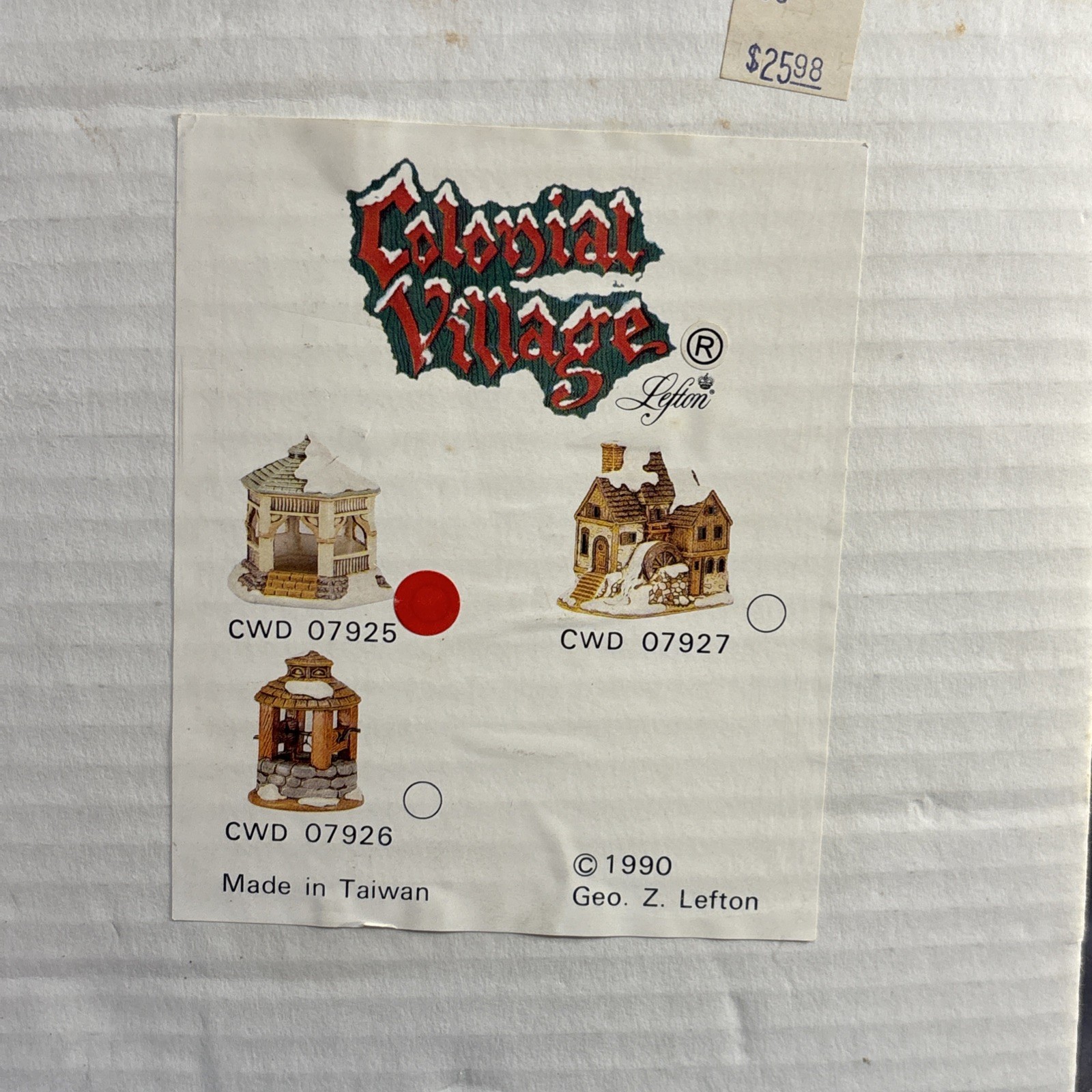 Lefton Colonial Village Victorian Gazebo #07925 Original Box