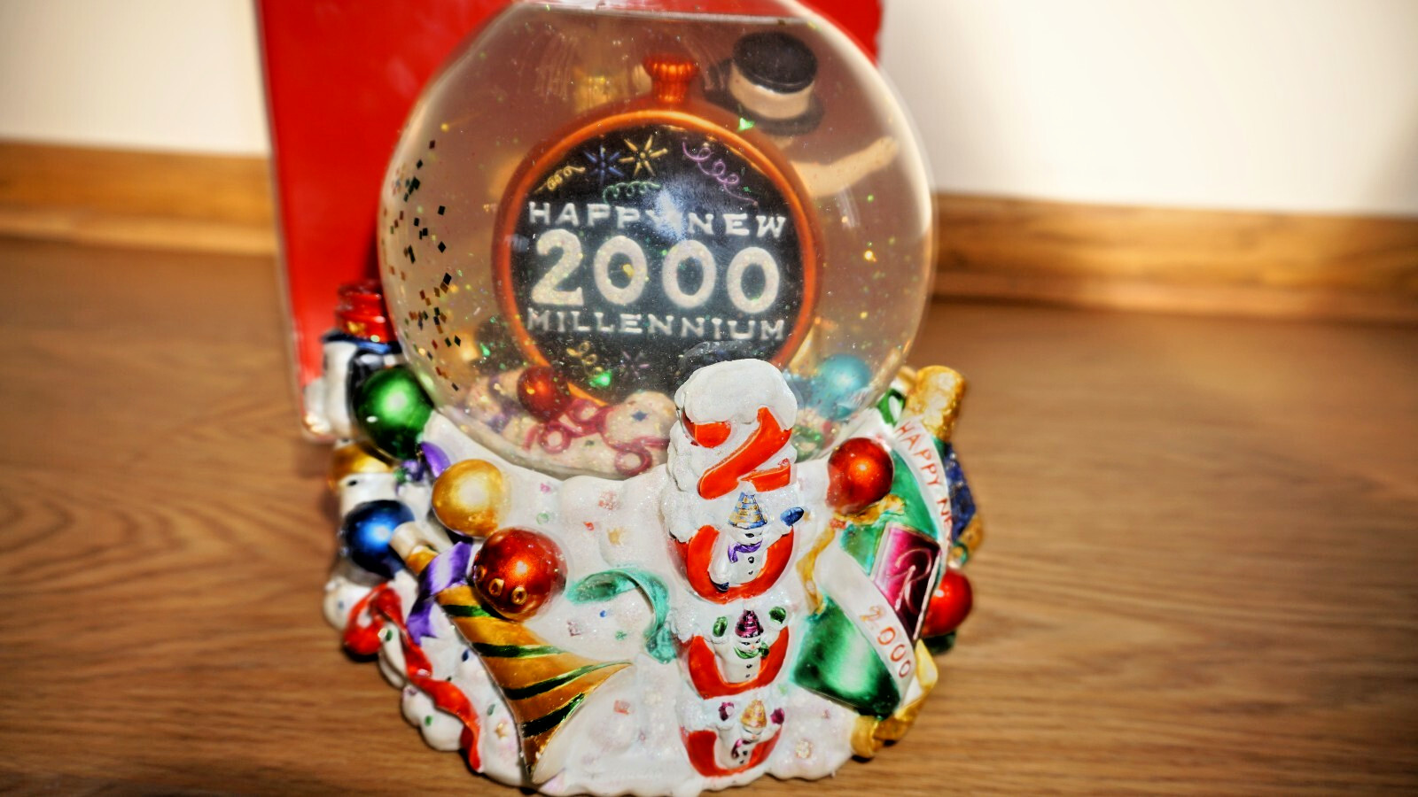 Christopher Radko Millennium 2000 New Year’s Glitter Musical Snow Globe OPEN BOX