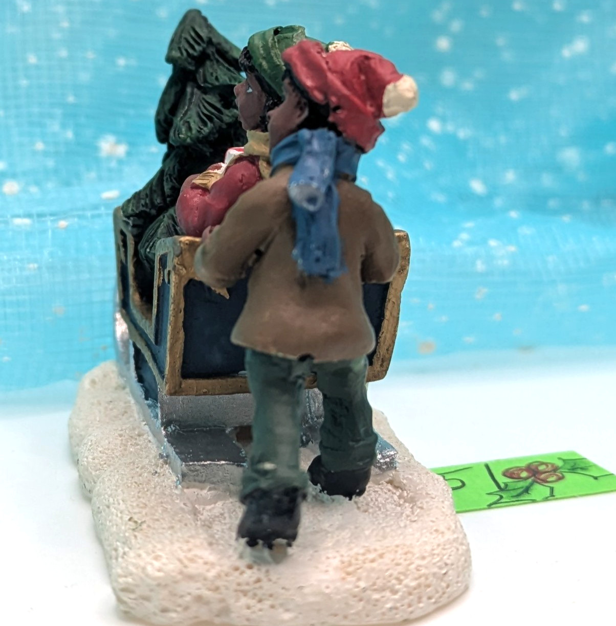 *READ* sled boy girl Christmas Village Figurine LOOSE INV51