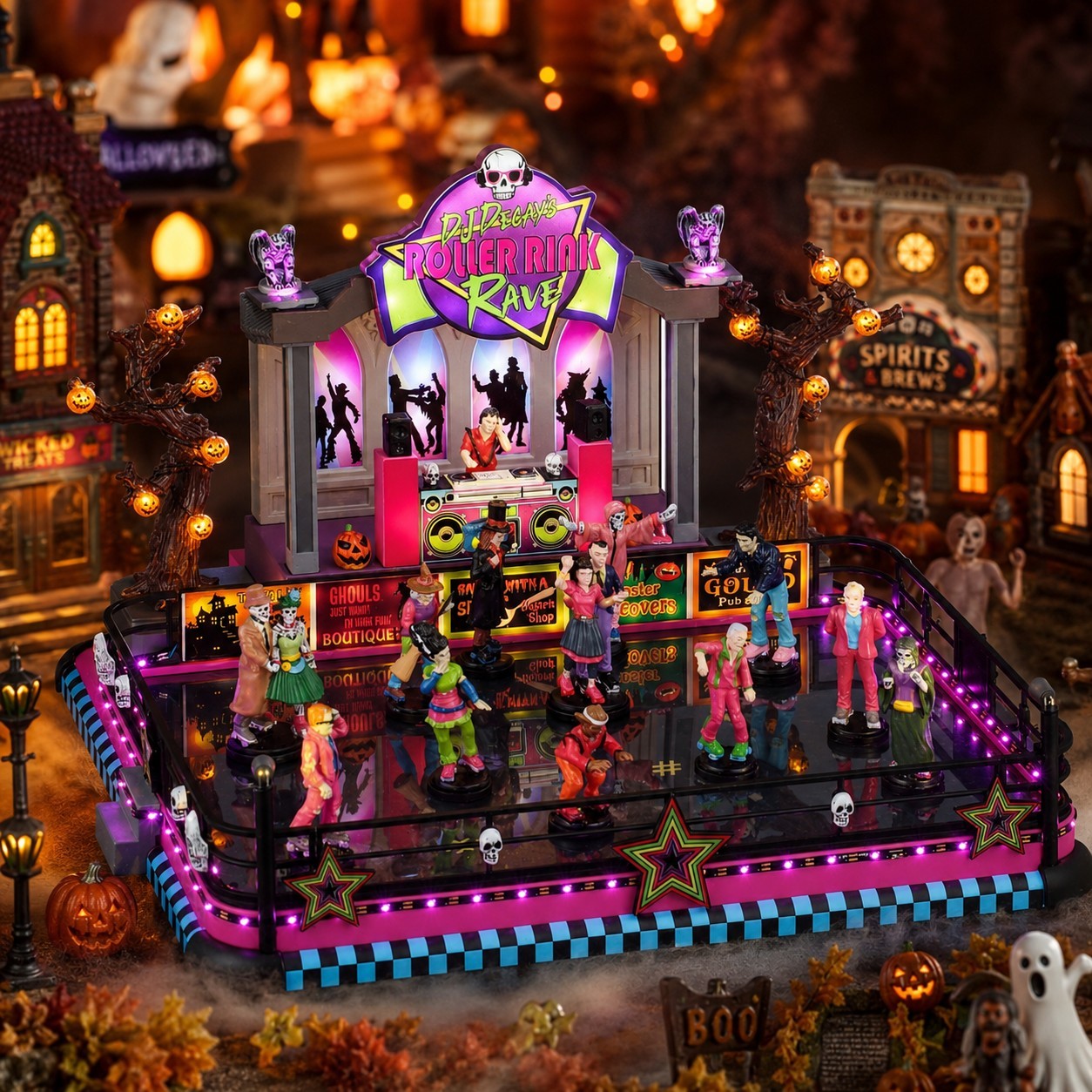 Lemax Spooky Town – DJ Decay’s Roller Rink Rave #64611 – Sights & Sounds