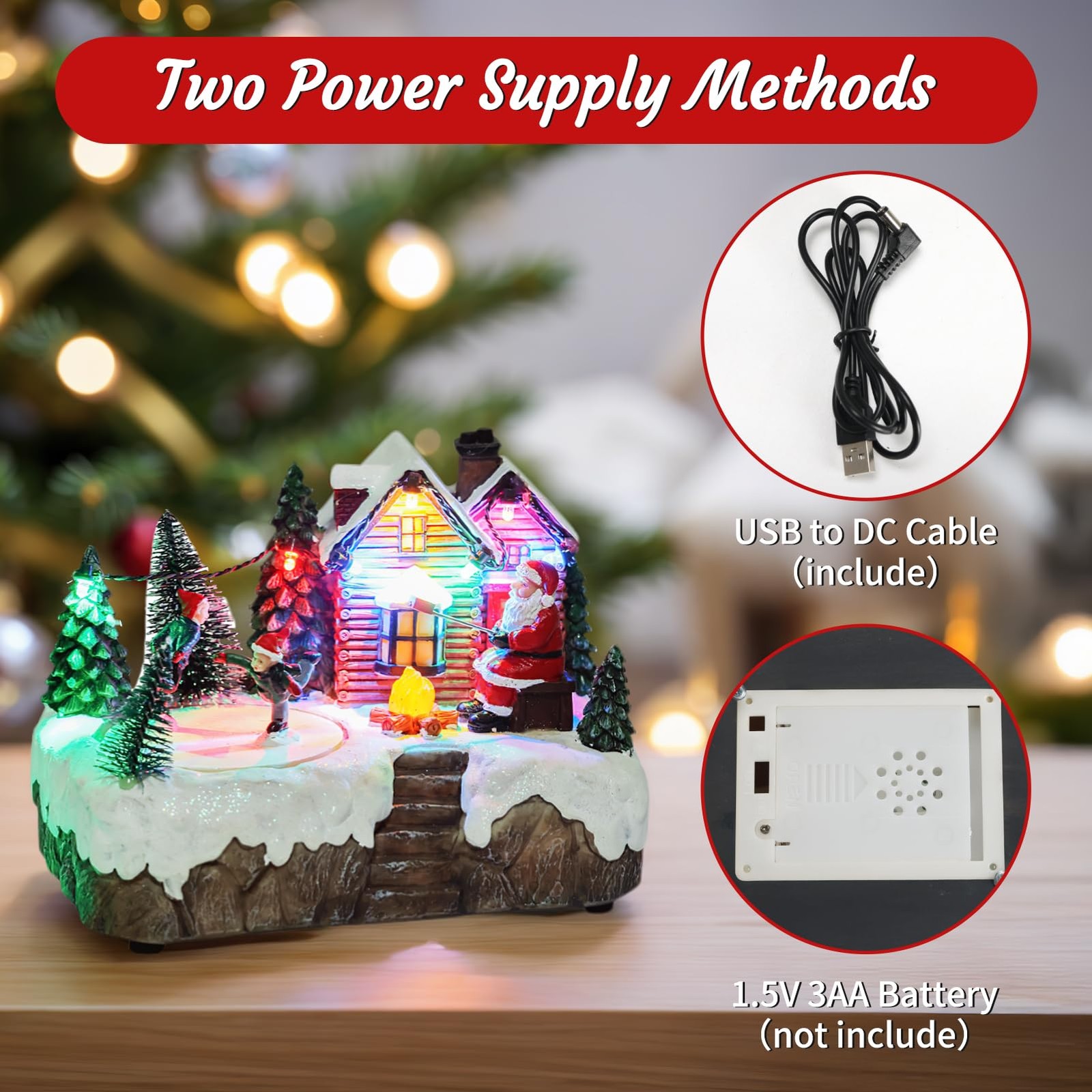 Christmas Village with Santa and Musical Ice Skating, Lighted Indoor Christma…