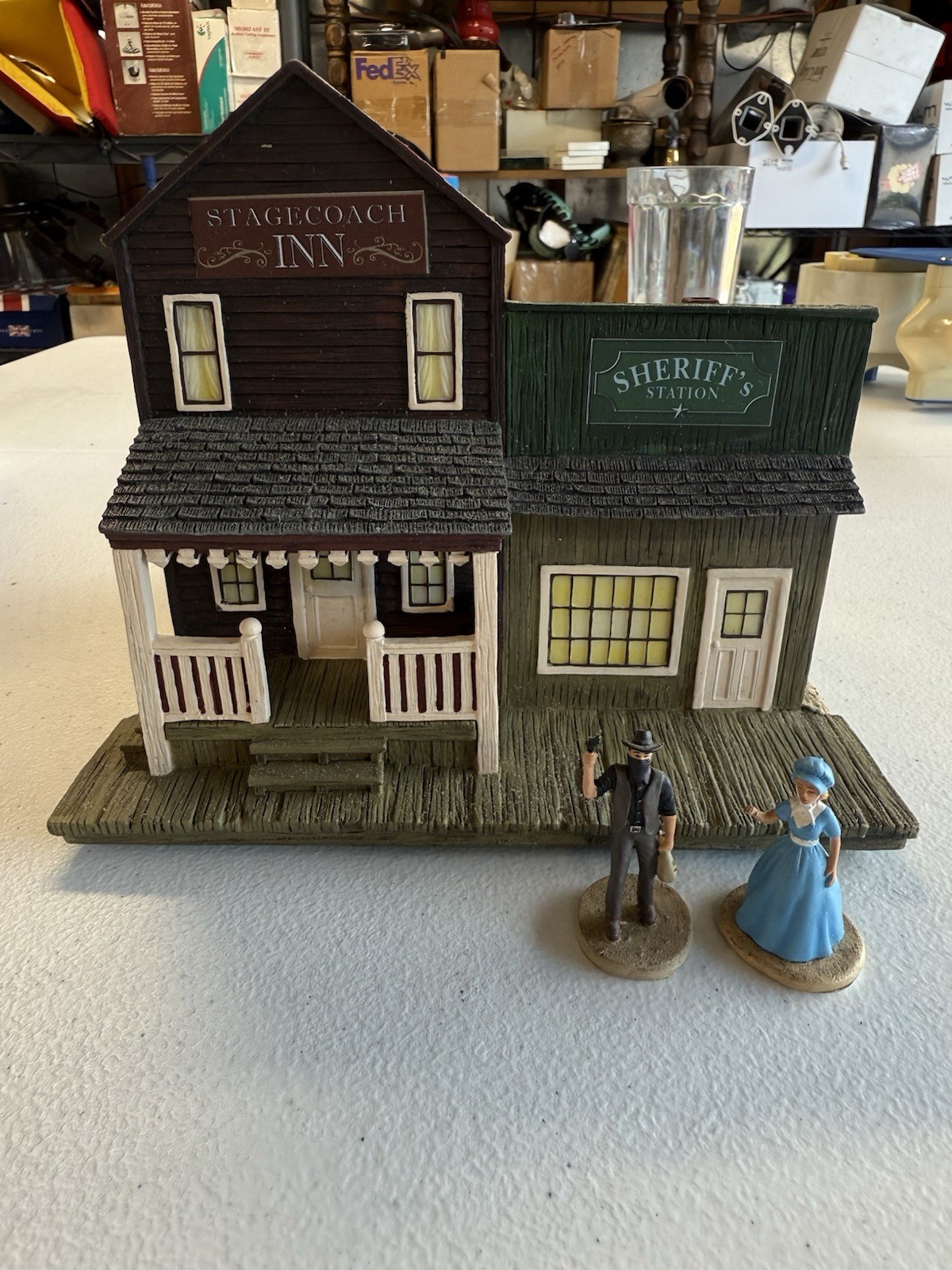 RARE Hawthorne Village John Wayne Stagecoach Inn Western Village w/ Figures
