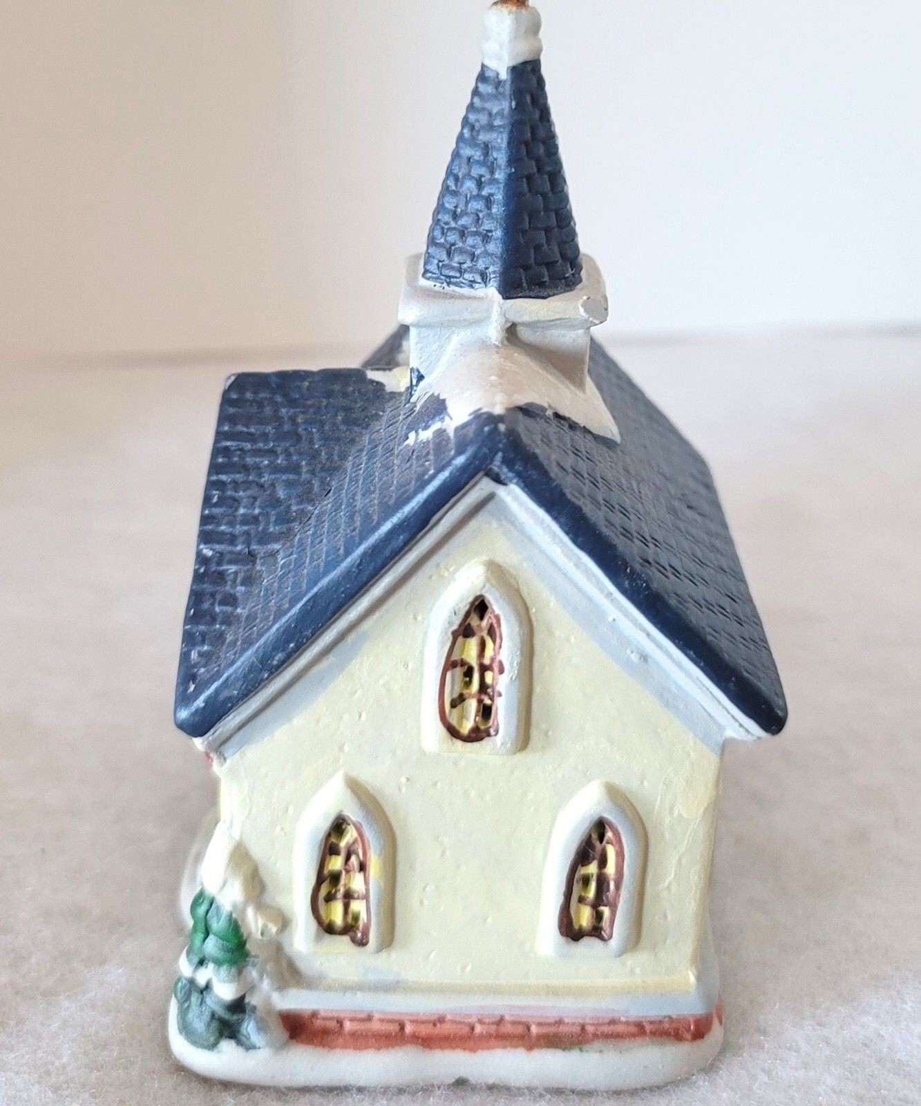 Vintage Christmas Village Porcelain Church Unbranded No Light 4 1/2″T No Box