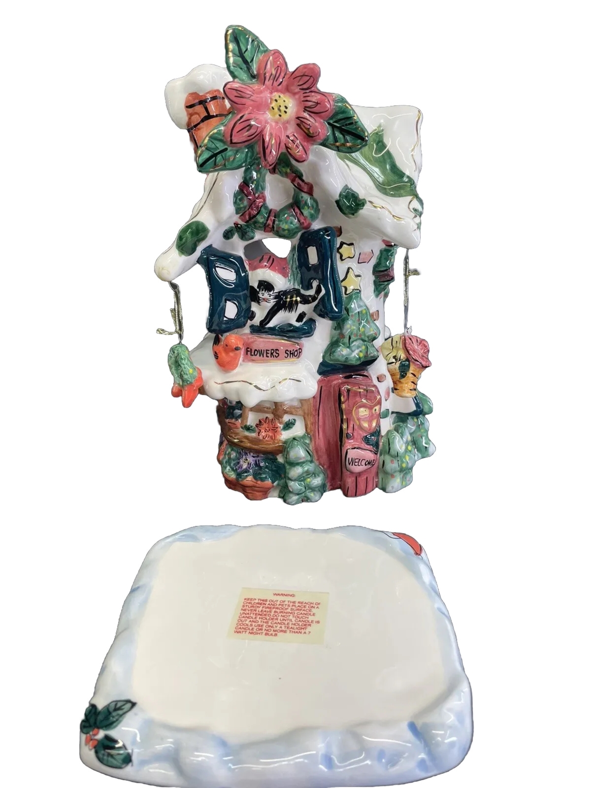 Cobblestone Corners Flower Shop Christmas Village Tea Light House