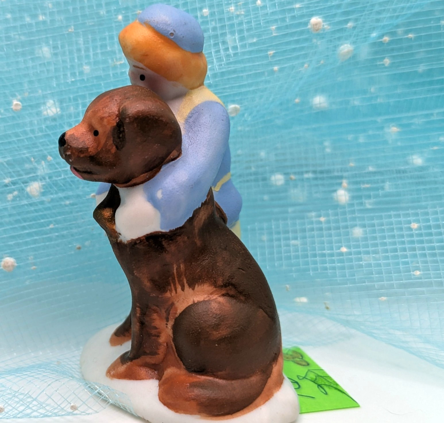 Lemax boy hugging dog child porcelain Christmas Village Figurine INV169
