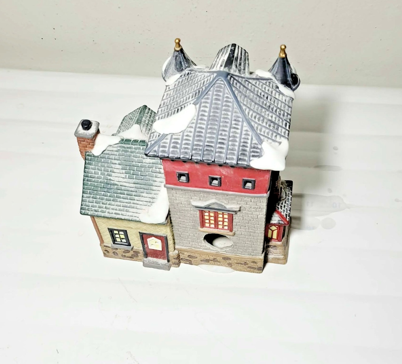 O’Well China 8″ Candle Shop, Porcelain Christmas Village House, Vintage Holiday